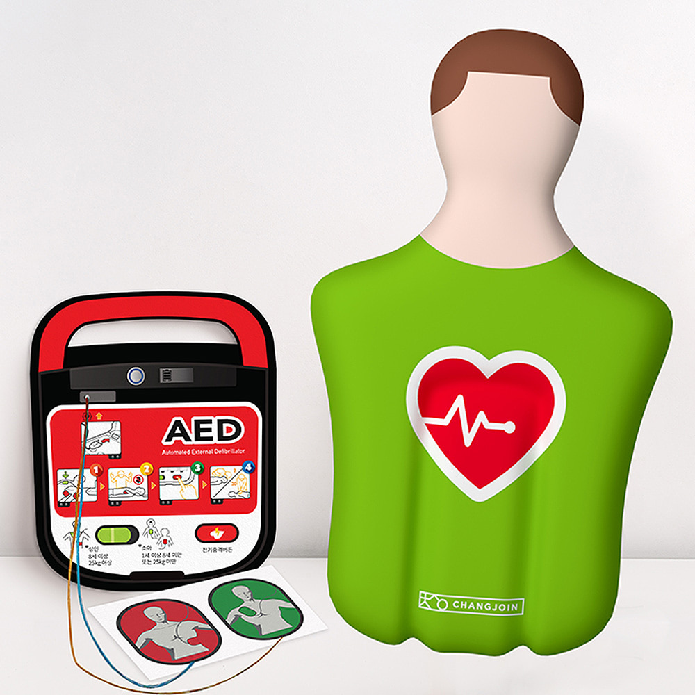 [창조인] 심박이_ CPR교육 풍선(초록이/AED모형 포함)